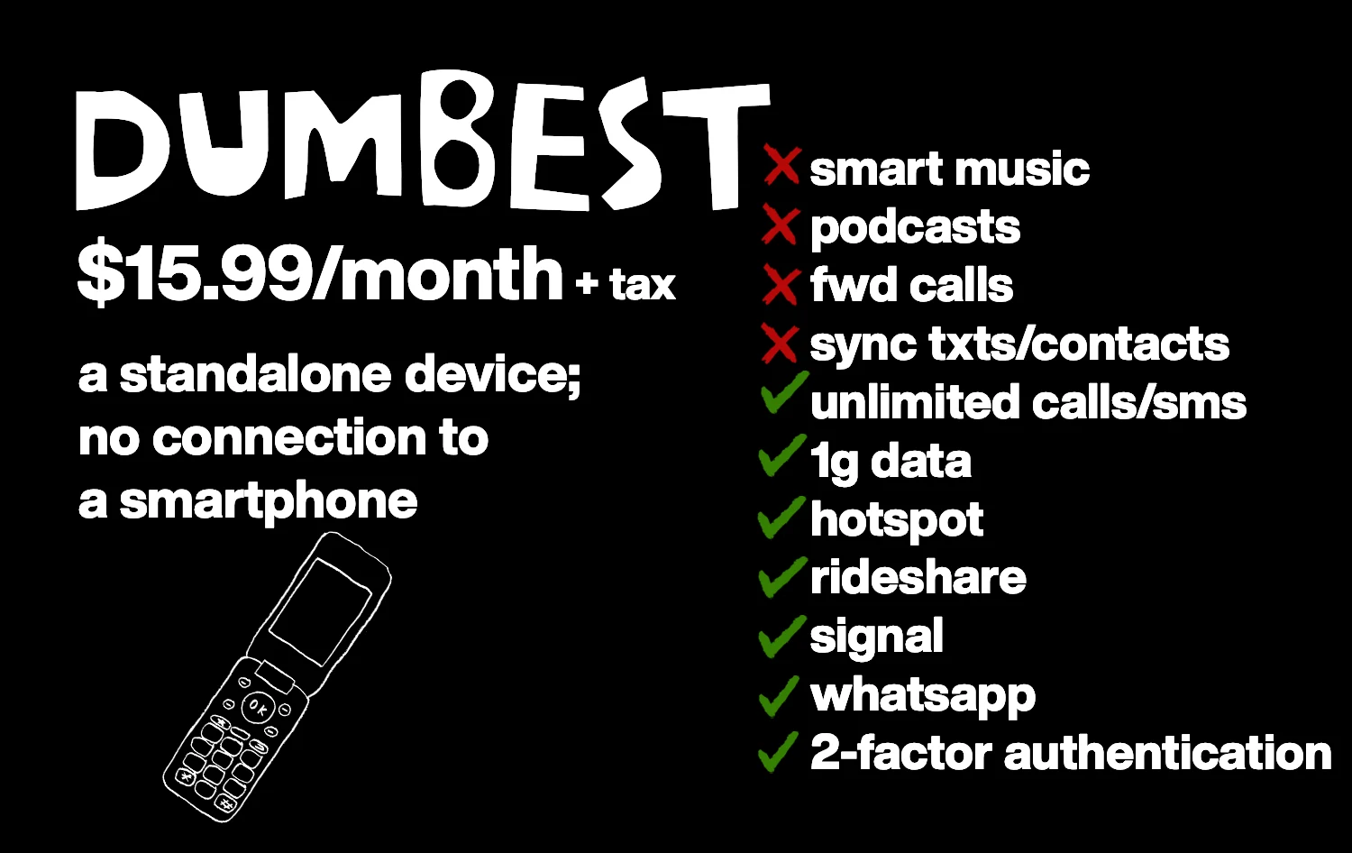 the dumbest plan, $15.99 a month